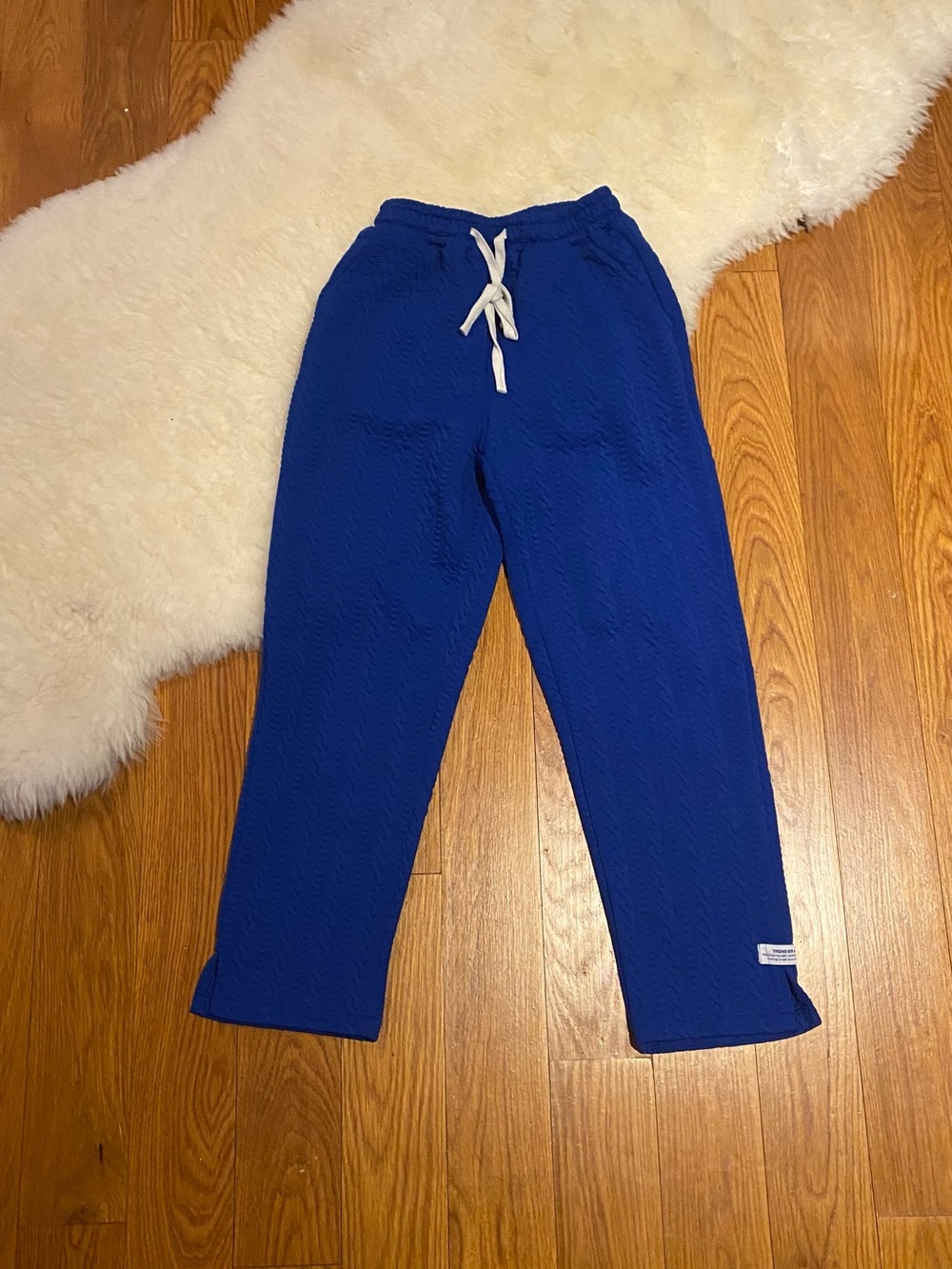 Boys Blue Knit Drawstring Pants